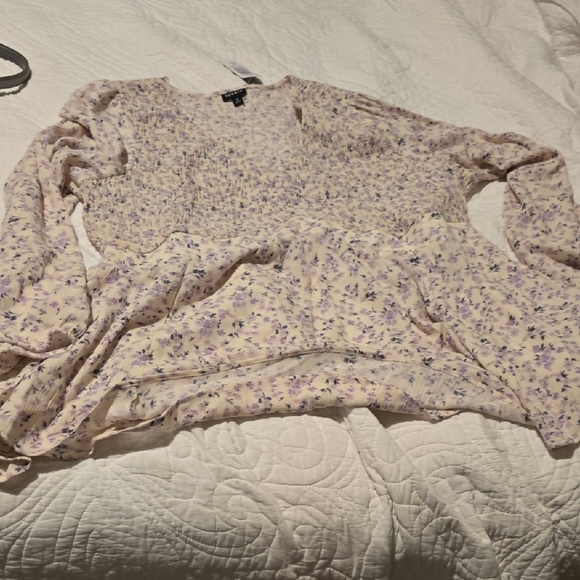 torrid Tops - Torrid Purple and Cream Floral Blouse